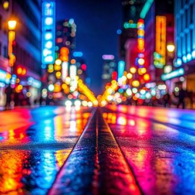 A New York street glistens with freshly fallen rain